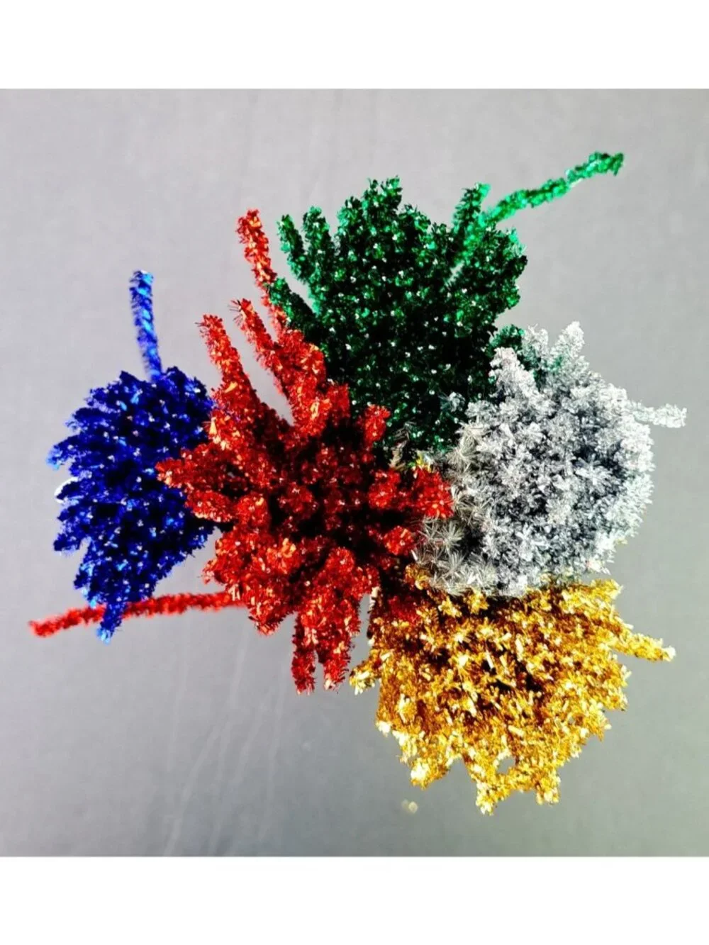 Vintage Metallic Stems Chenille Craft Wires Red Blue Green Silver Gold Large Lot